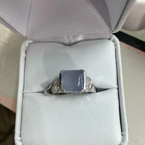 372849 14k Wg (chalcedony) moonstone look and diamonds